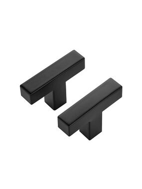 Matte Black T Cabinet Knobs 2" Length Stainless Steel Kitchen Hardware 16 Pack